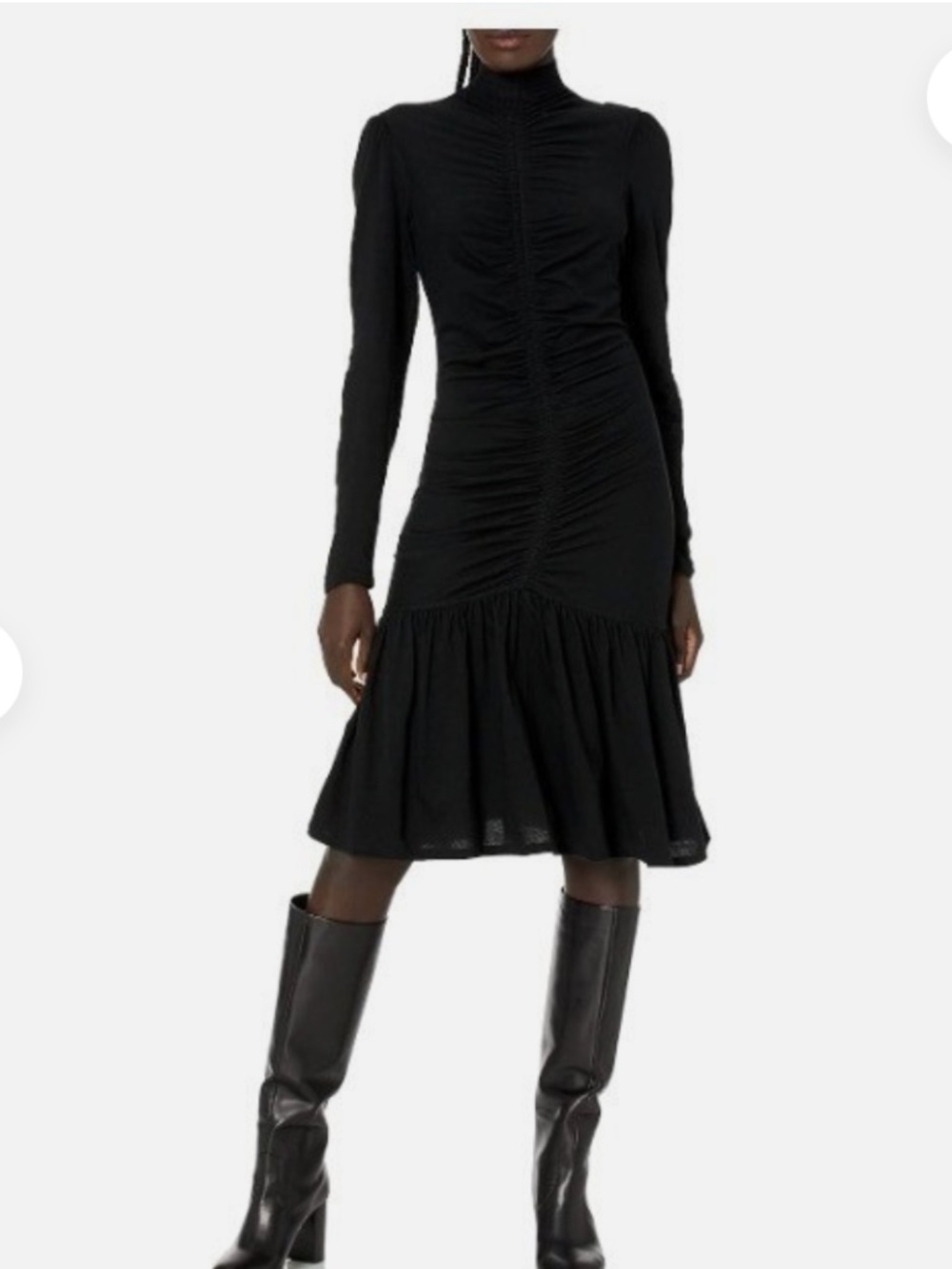 Rebecca Taylor Vertical Smocked Long Sleeve Ruffle Ruched Dress